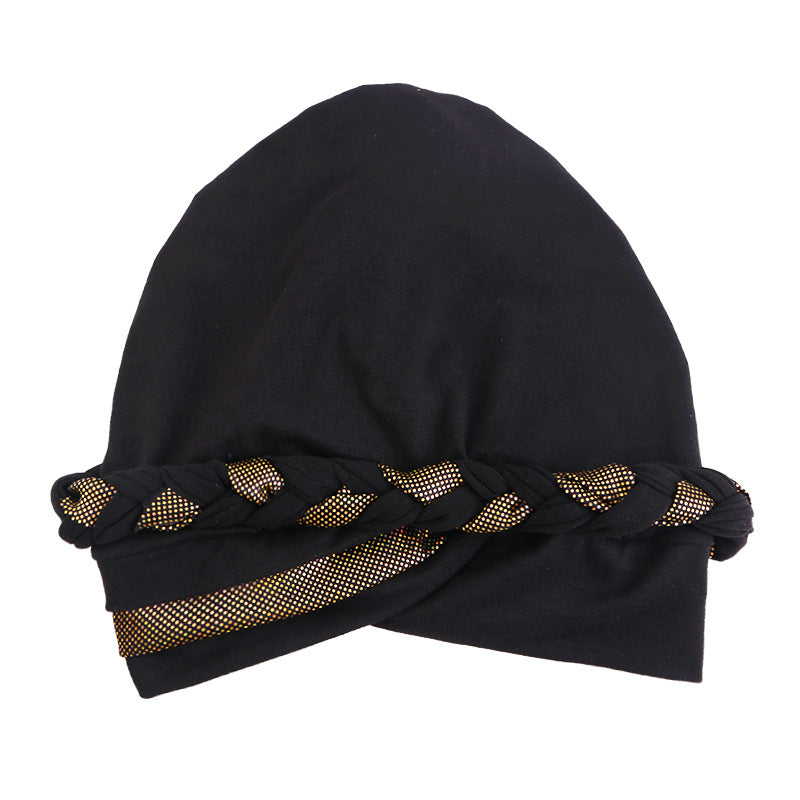 Cross border new two-color gilding manual Fried Dough Twists braid headband cap elastic headband JDT-429M