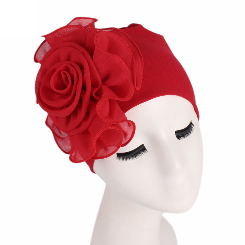 Large Floral Double-Layer Headscarf Hat, Hair Protection and Anti-Hair Loss Cap Tjm-295