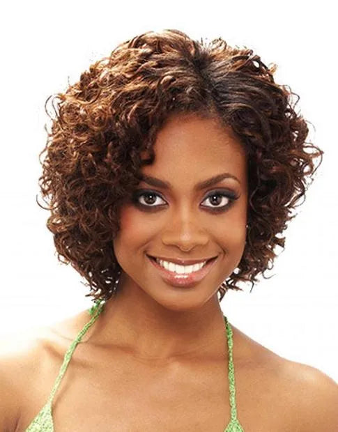 Brown Human Hair Medium Curly Lace Front Wig 12 Inches