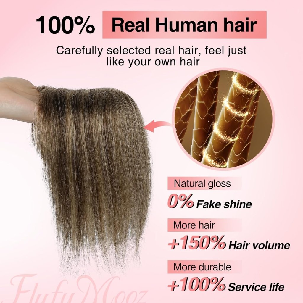 Real Human Hair Toppers for women 10 Inch Clip in Bangs for Thinning Hai Cover Hair Pieces