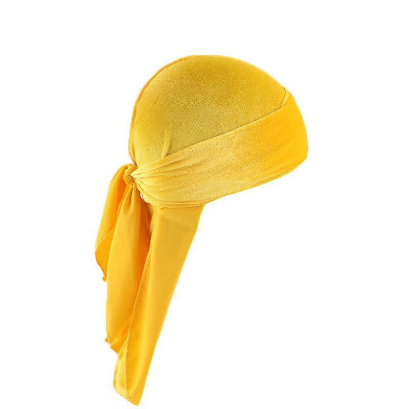 European and American fashion Korean velvet long tail pirate hat strap turban hat hip hop Cape velvet durags