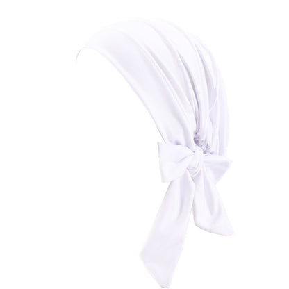 Cross-Border Supply Wide-Brimmed Solid Color Ribbon Turban Hat Base Cap Head Wrap Versatile Hair Care Hat Jdt-509