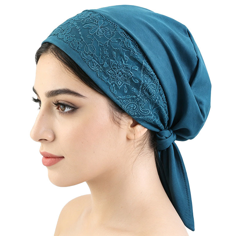 Amazon source lace edge ribbon headscarf cap, toe cap, base cap, chemotherapy cap JDT-510