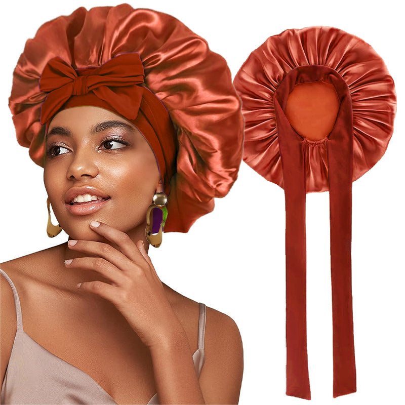Logo Customized Satin Elastic Ribbon Nightcap Turban Hat Clothing Hat Beauty Chemotherapy Hat Jdb-301L