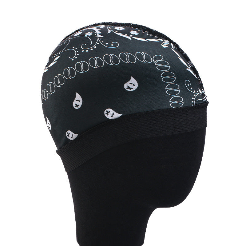 Cross-Border Hat with Cashew Flower Print, Elastic Round Hat, Faux Silk Wig Cap, Hair Loss Protection Cap Jdu-20E