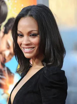 Custom Zoe Saldana Shoulder Length Straight Hairstyle 12 Inches 100% Human Hair Lace Wig