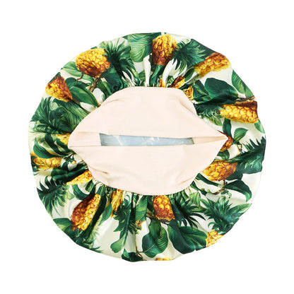 New Cross-Border Style Fruit-Print Wide-Brimmed Elastic Sleep Cap, Satin Nursing Cap, Head Wrap Cap Jdb-301A-5
