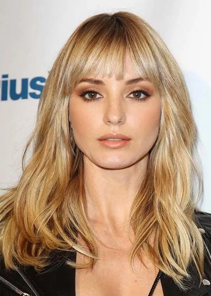 Hellbraune blonde Farbe Damen natürliche glatte Kunsthaar-Perücke ohne Kappe 22 Zoll