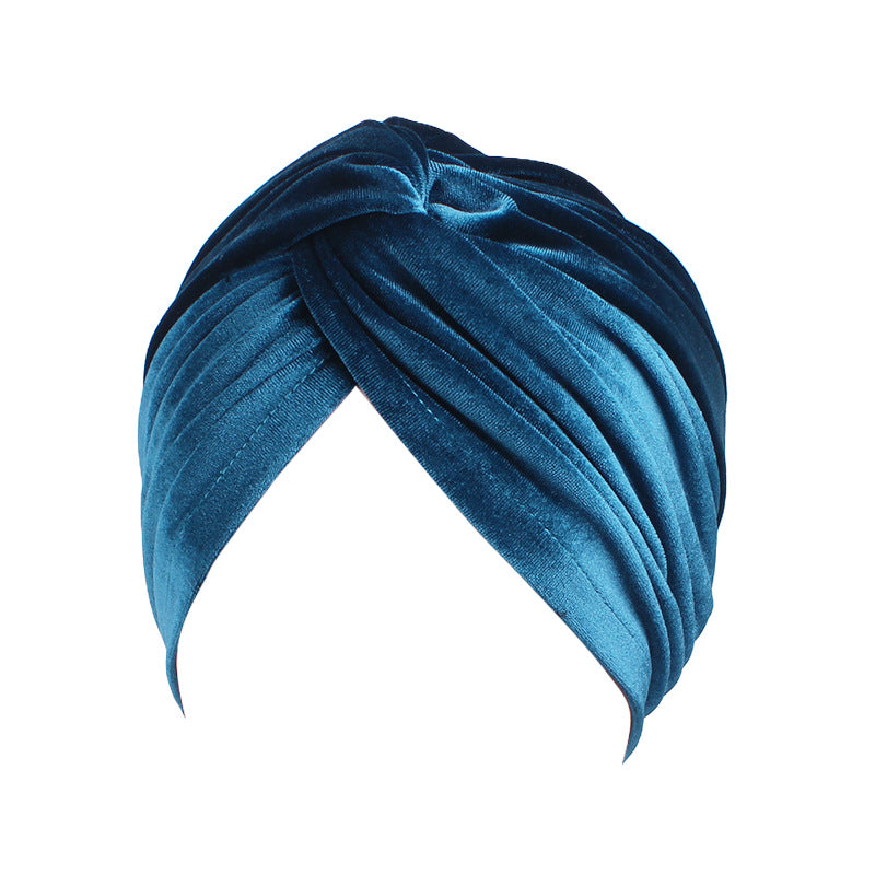 Cross-border velvet ethnic cap warm chemotherapy cap headscarf cap cross twist cap Amazon TJM-263