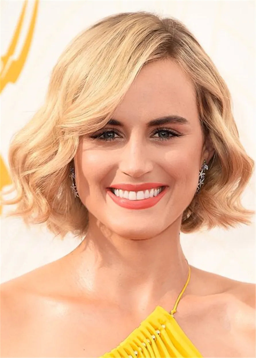 Taylor Schilling's Wavy Bob Hairstyle Human Hair Wig 12 inches