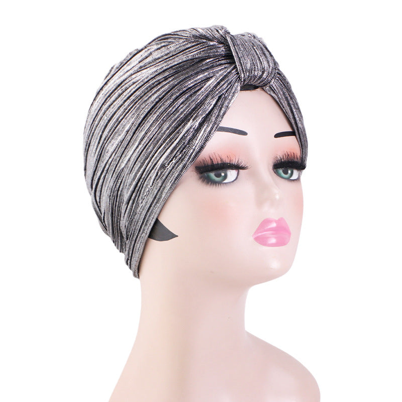 Bronzing Pleated Knotted Tape Hat European and American Popular Ethnic Tape Hat Hot Selling Cross-border Source JDT-79H