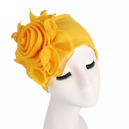 Large Floral Double-Layer Headscarf Hat, Hair Protection and Anti-Hair Loss Cap Tjm-295