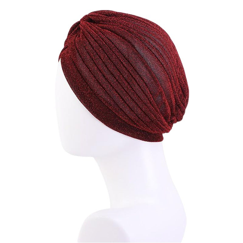 Ethnic Bright Silk Turban Hat Indian Hat Baotou Hat Chemotherapy Hat