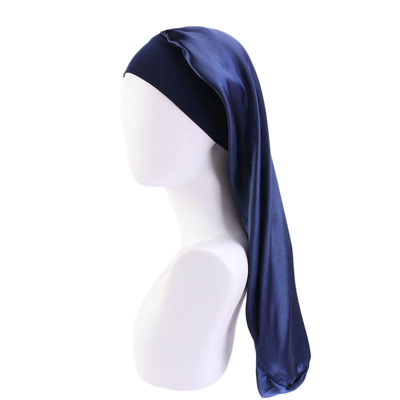 AliExpress Hot Sale High Stretch Wide-brimmed Long Barrel Hat Imitation Silk Stretch Nightcap Headscarf Hat