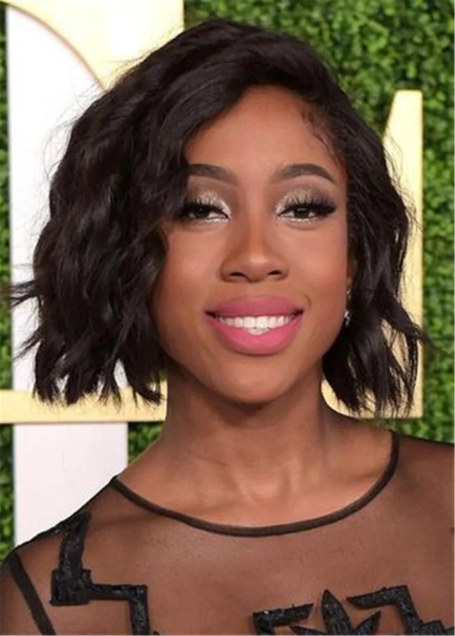 Sevyn Streeter Hairstyle Wavy Human Hair Capless Wig