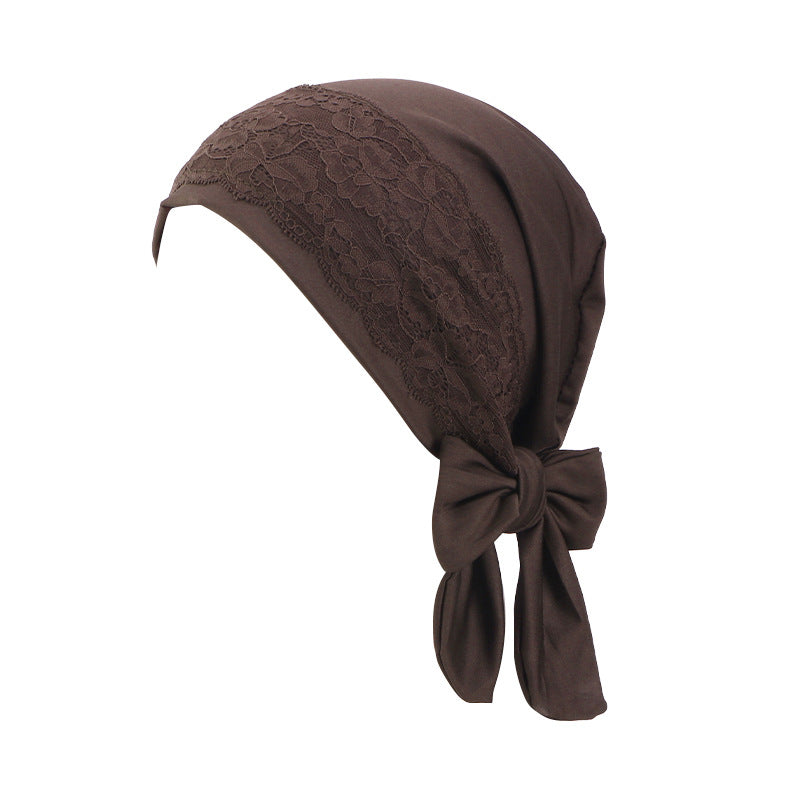 New Style Lace Brim Elastic Tassel Turban Hat, Head Wrap Hat, Pullover Base Hat, Chemotherapy Hat