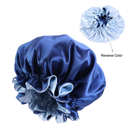 Double Layer Large Lace Nightcap Satin Round Hat Beauty Salon Makeup Hat Chemotherapy Cap