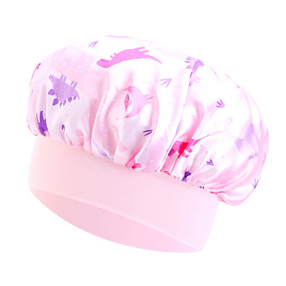 Cross-border children's cartoon colored nightcap dinosaur print baby headscarf hat hair care cap JDKB-21A-5