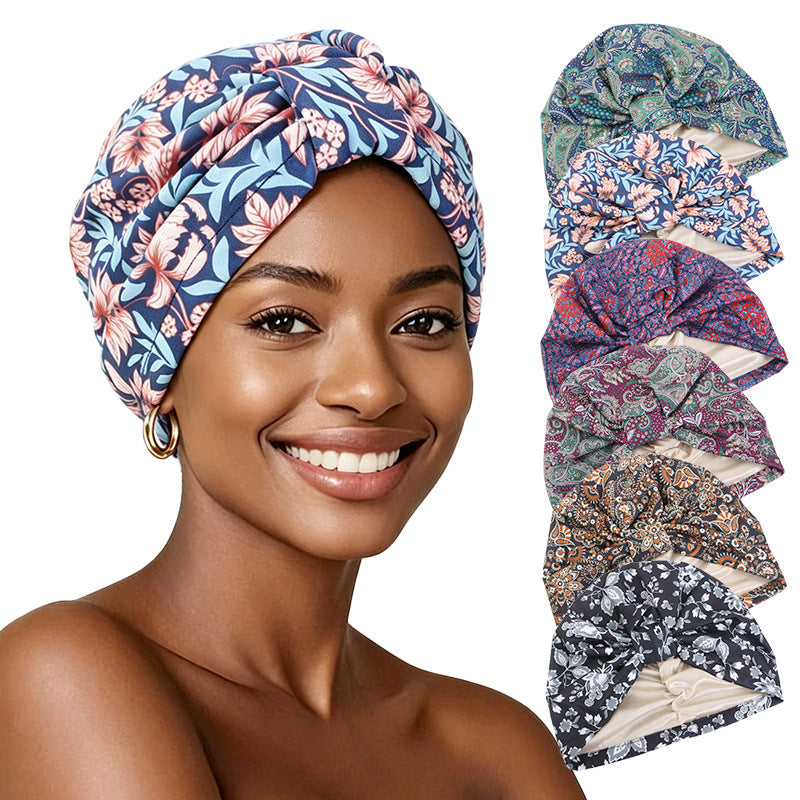 Cross border amoeboid printed knotted cap, double-layer color Ding lining, head covering cap, headscarf cap, chemotherapy cap TJM-410