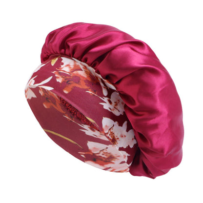 African style printed elastic wide-brimmed satin nightcap beauty makeup hair care hat JDB-405B-3