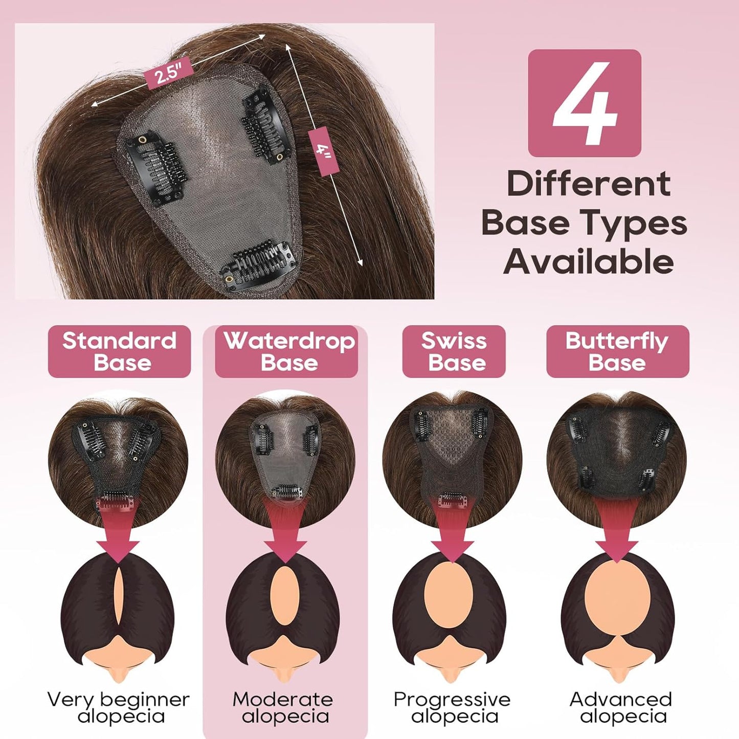 Real Human Hair Topper10 inch Women for Thinning Hair Swiss Base  Hairpiece