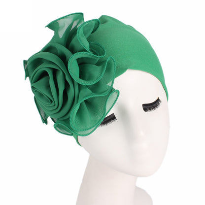 Large Floral Double-Layer Headscarf Hat, Hair Protection and Anti-Hair Loss Cap Tjm-295