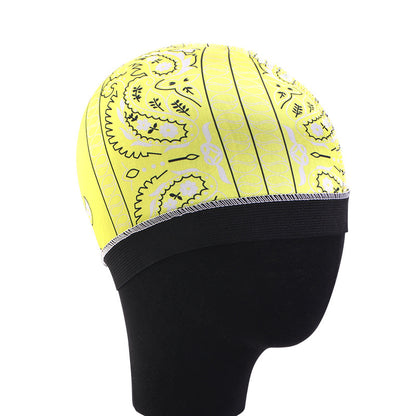 Cross-Border Hat with Cashew Flower Print, Elastic Round Hat, Faux Silk Wig Cap, Hair Loss Protection Cap Jdu-20E