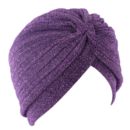 Ethnic Bright Silk Turban Hat Indian Hat Baotou Hat Chemotherapy Hat