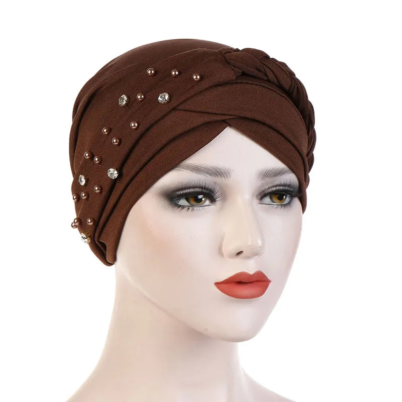 Beads Pure Colour Turban For Women