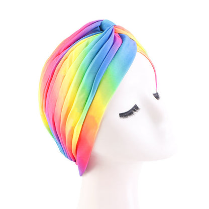 Tie-Dyed Pleated Turban Hat, Indian Hat, Base Hat, Head Wrap Hat Tjm-45