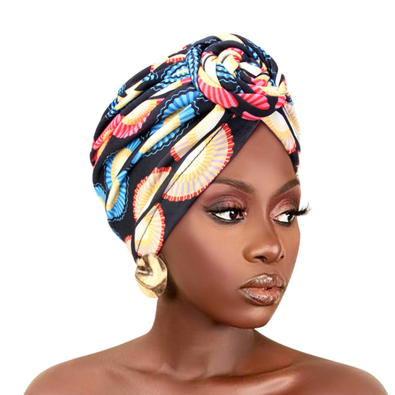 Amazon European and American ethnic style plate Flower headscarf cap elastic printing Indian cap chemotherapy cap TJM-342B