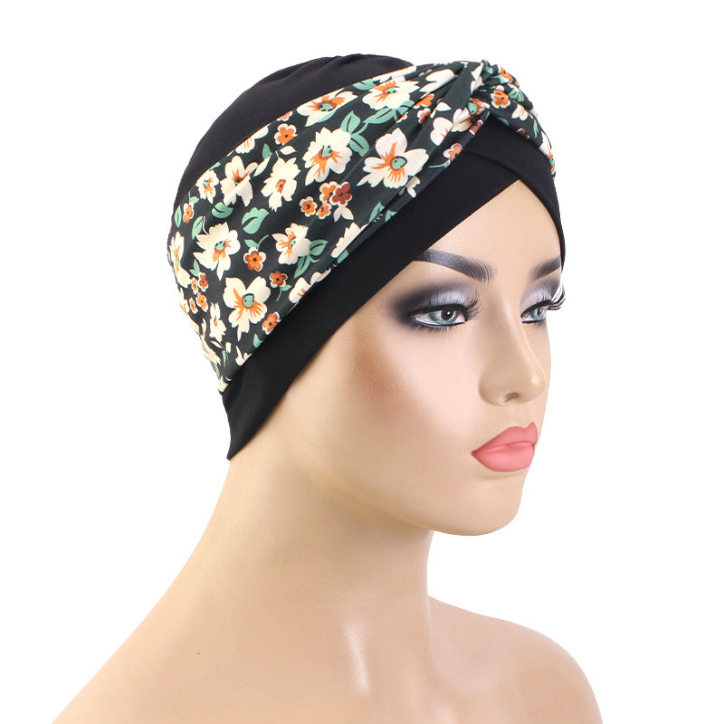 Cross-Border New Printed Ethnic Style Cross Turban Hat Elastic Turban Hat Indian Hat Jdt-503