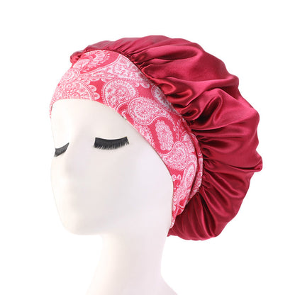 Printed hair band satin round hat nightcap beauty makeup hat headscarf cap JDB-301H
