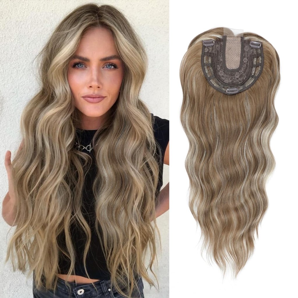 20Inch Wavy Hair Topper for Women Add Volume&Cover Thinning Hair with Natural Looking Hair Piece