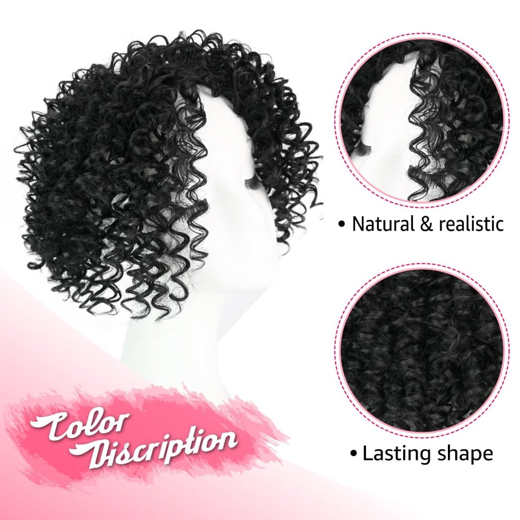 Natural Afro Kinky Curly Short Hair Toppers with Bangs Black Clip in human hair Wiglets Hair Pieces
