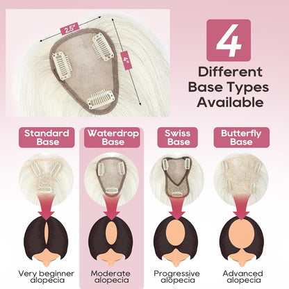 Real Human Hair Topper 10 inch Women Hair Toppers for Thinning Hair Light Grey Wigs