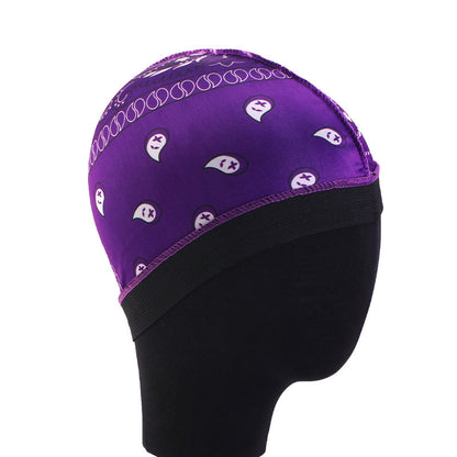 Cross-Border Hat with Cashew Flower Print, Elastic Round Hat, Faux Silk Wig Cap, Hair Loss Protection Cap Jdu-20E
