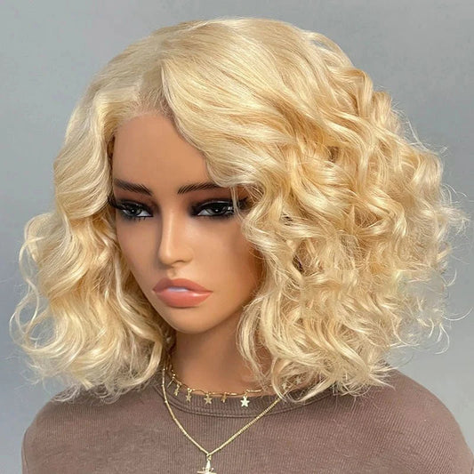 613 Blonde Short Cut Bob Wigs Loose Body Wave Human Hair