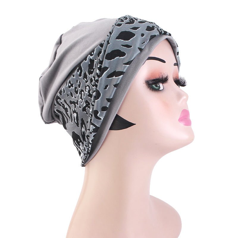 Cross border Bohemian style leopard print headscarf cap elastic toe cap hair care cap JDT-505A