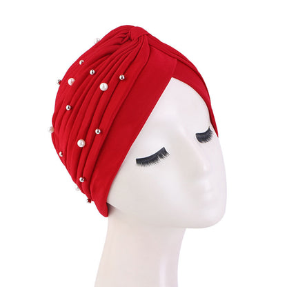 Amazon Solid Color Stretch Hood Headscarf Hat Starry Beads India Yoga Hat Chemotherapy Hat TJM-49