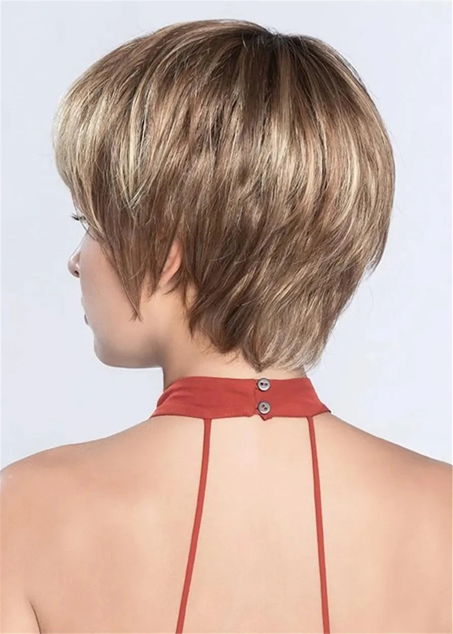 Short Choppy Hairstyles Women's Natraight Straight Layered Synthtic Hair Capless Wigs 10Inches