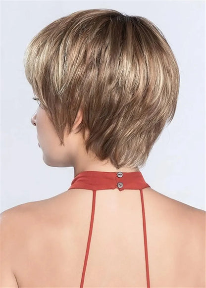 Short Choppy Hairstyles Women's Natraight Straight Layered Synthtic Hair Capless Wigs 10Inches