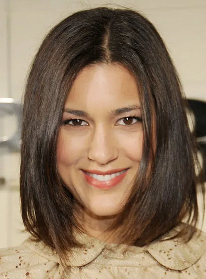 Natural 100% Human Hair 12 Inches Straight Lace Front Wig 100% Human Hair