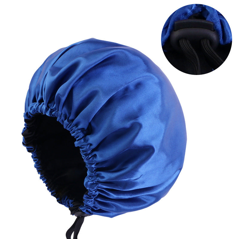 Factory direct satin nightcap double adjustable large round cap soft satin ladies hair care cap