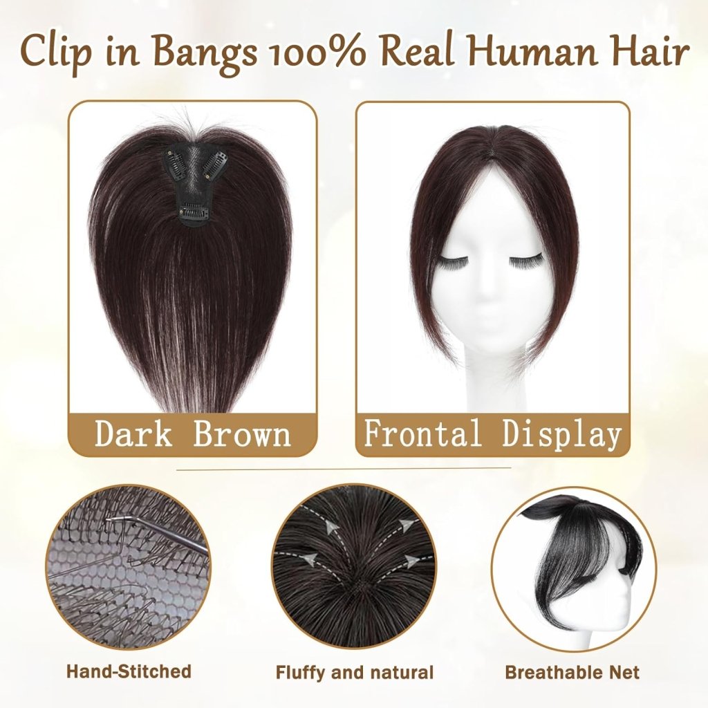 Hair Toppers for Women Real Human Hair Bangs Hair Clip French Fake Clip in Bangs Hair Pieces