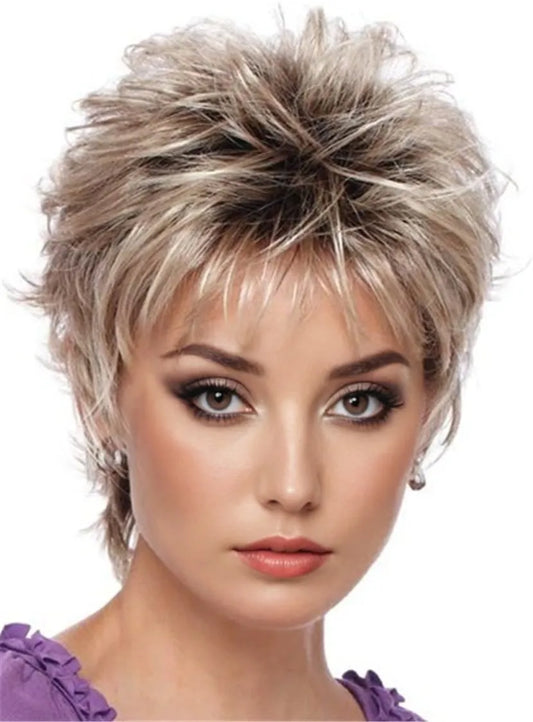 Pixie Choppy Cut Human Hair Short Straight Capless Wigs