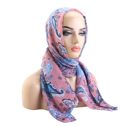 Spring and Autumn New European and American Trendy Paisley Floral Voile Headscarf Wrap Jdwj-24G