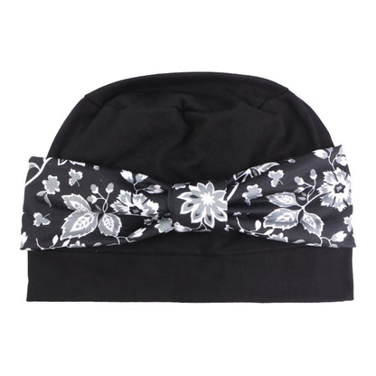 Bohemian style printed flat top knotted headscarf hat, fashionable home hat, confinement hat, toe cap JDT-532A