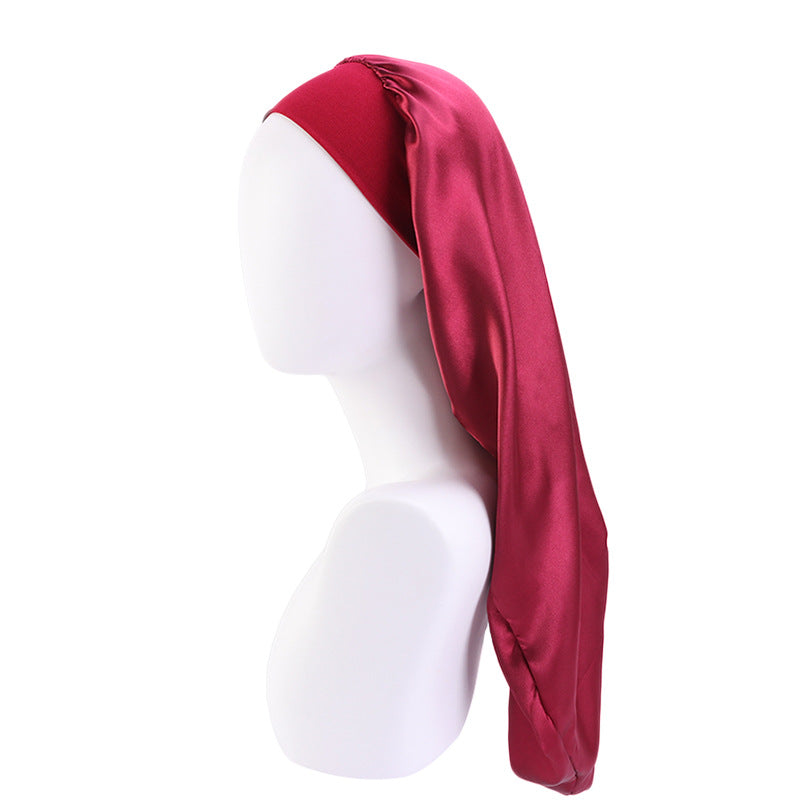 AliExpress Hot Sale High Stretch Wide-brimmed Long Barrel Hat Imitation Silk Stretch Nightcap Headscarf Hat