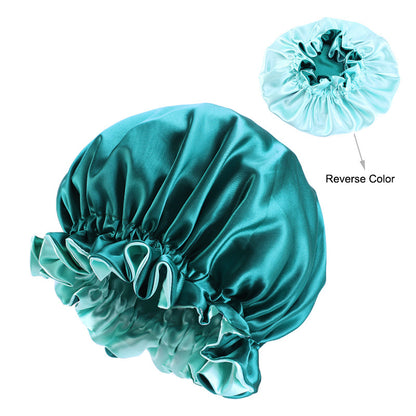 Double Layer Large Lace Nightcap Satin Round Hat Beauty Salon Makeup Hat Chemotherapy Cap